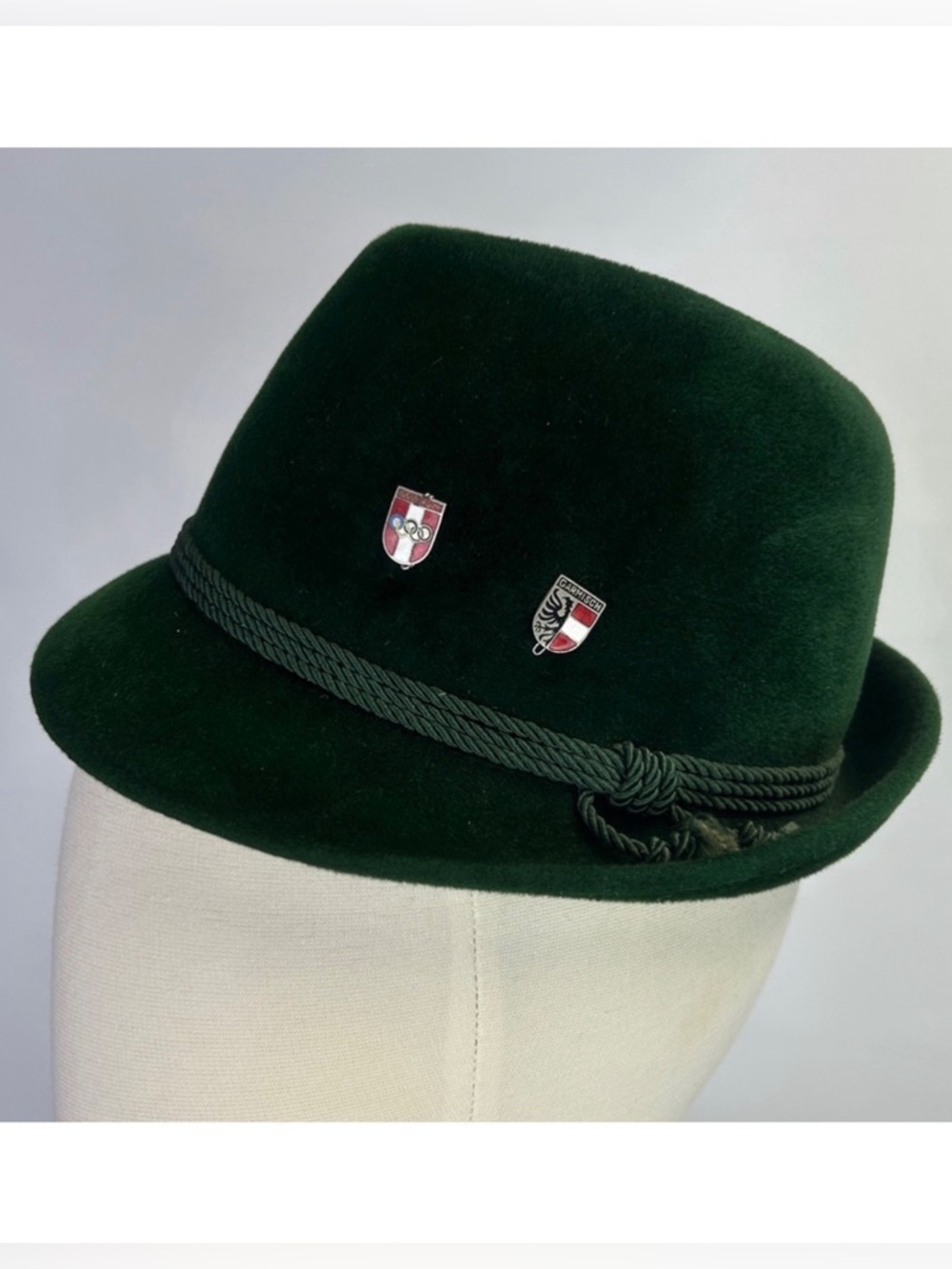 Fritz Gunzrodt Original Robinsport Green Alpine Felt Hat & 3 Vintage Hat Pins